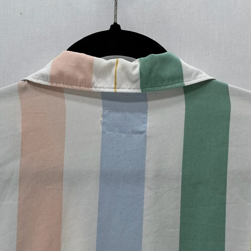 Marine Layer Doze Resort Shirt Womens XS Short Sleeve Pastel Striped Multicolor - Picture 6 of 9